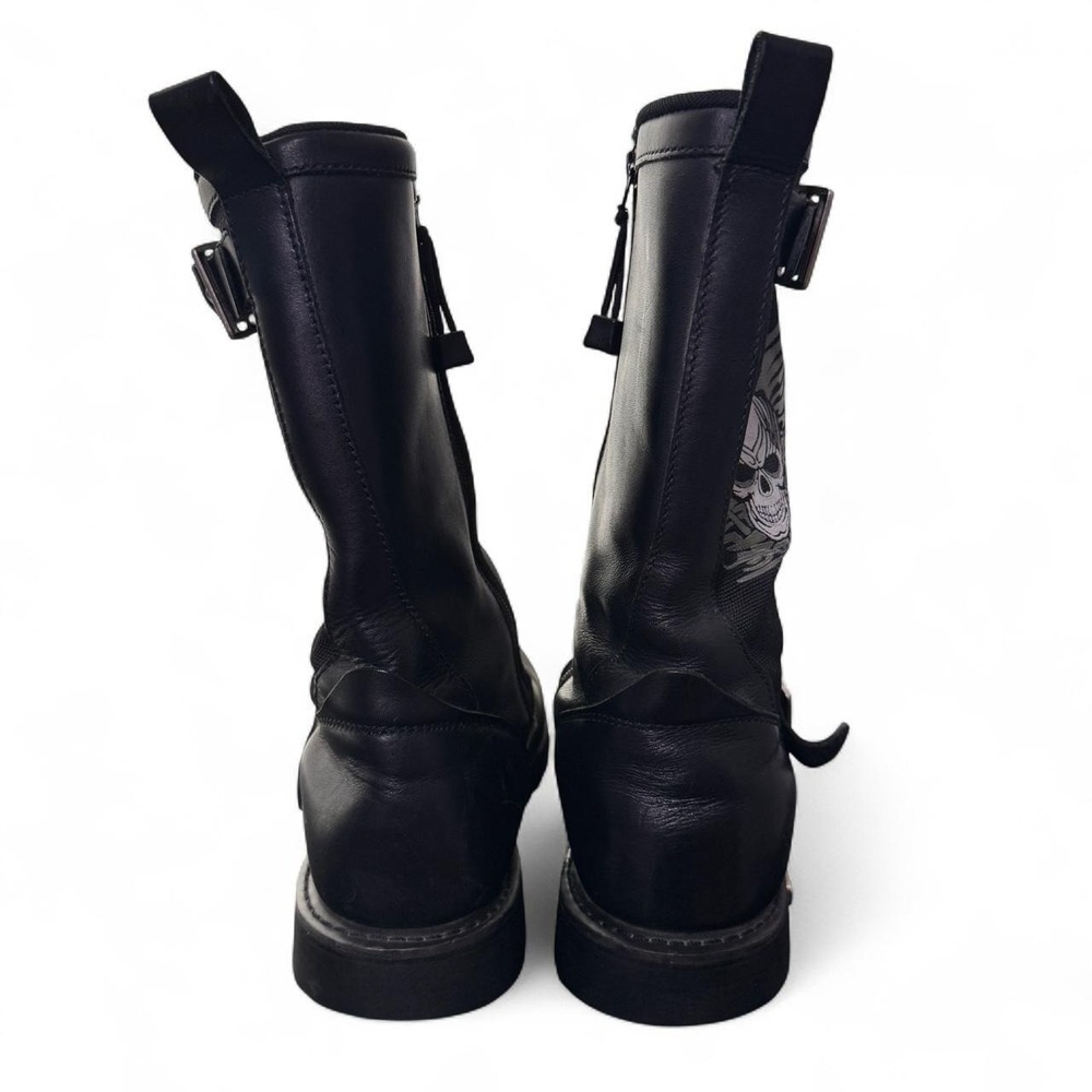 Xelement Skull Wings Motorcycle Boots Black Leather Biker Goth Moto Mens Sz 10 - Picture 5 of 8